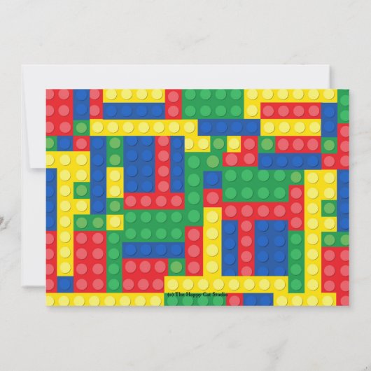 Bouwblok 1e verjaardagsfeest kleurrijke bakstenen kaart (Achterkant)
