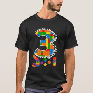 Bouwblokken 3 jaar oud Geweldige Birthda T-shirt