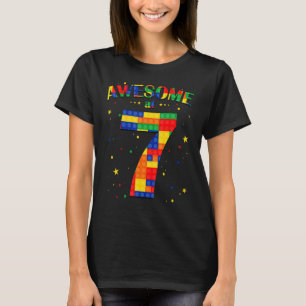 Bouwblokken stenen Geweldige bij 7 jaar oude geboo T-shirt
