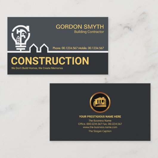 Bouwboom Bulb Border Building Contractant Visitekaartje (Voorkant / Achterkant)