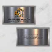 Bouwboormachine | Metaal aluminium geborsteld Visitekaartje (Voorkant / Achterkant)