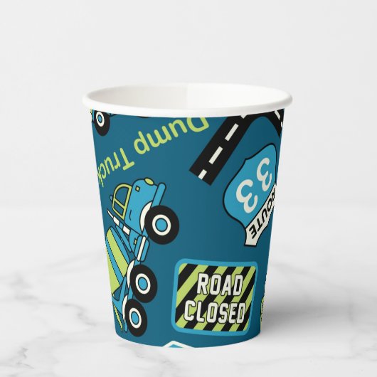 Bouwborden en vrachtwagens papieren bekers (Links)