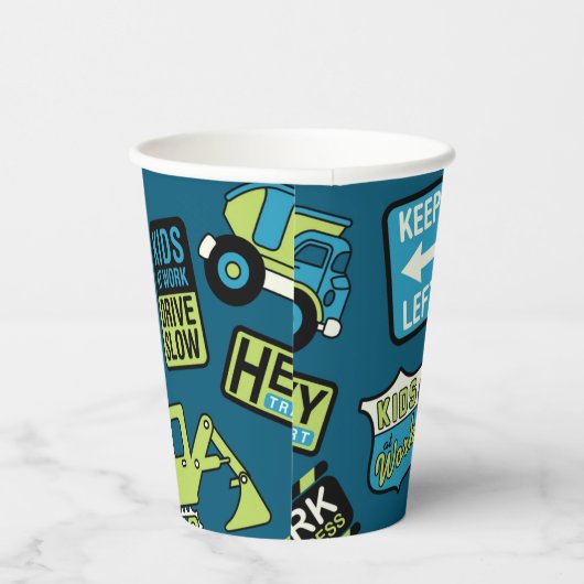 Bouwborden en vrachtwagens papieren bekers (Rechts)