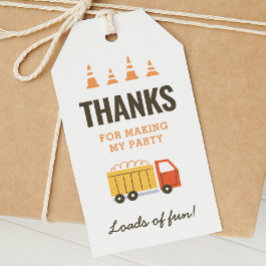 Bouwboulevard vrachtwagen verjaardagsfeestje favor cadeaulabel