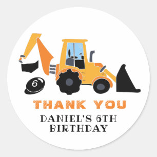 Bouwbouwbouwbouwer van graafmachines van Birthday Ronde Sticker