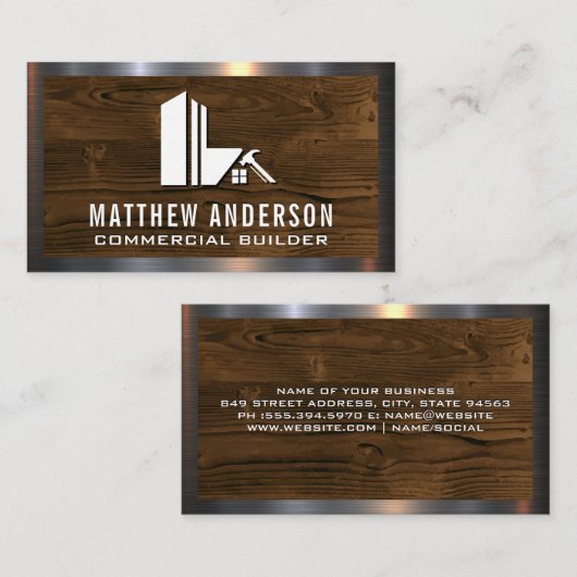 Bouwbouwbouwer | Hout en staal Visitekaartje (Voorkant / Achterkant)