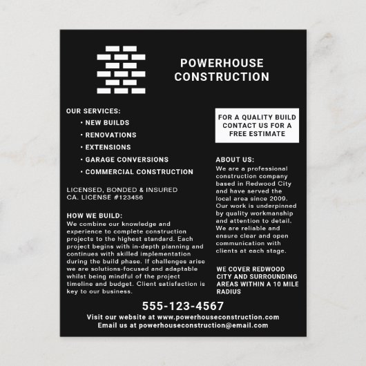 Bouwbouwer Brick Pattern Black Flyer (Voorkant)