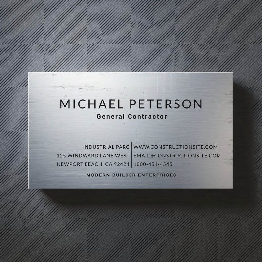 Bouwbouwer Geborsteld Staal Metaal Visitekaartje