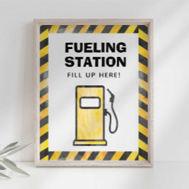 Bouwbouwer Tankstation Feestbord Poster