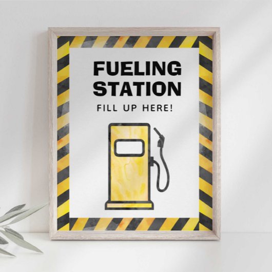 Bouwbouwer Tankstation Feestbord Poster