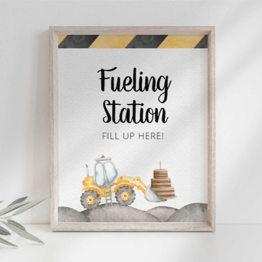 Bouwbouwer Tankstation Feestbord Poster