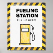 Bouwbouwer Tankstation Feestbord Poster (Voorkant)