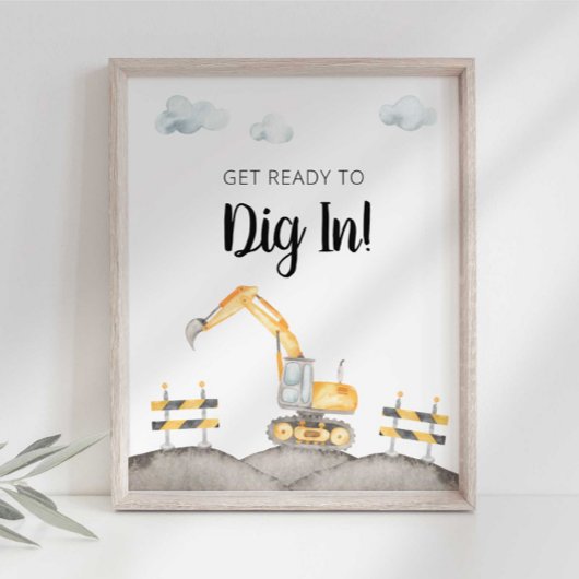 Bouwbulldozer Graaf In Feestbord Poster
