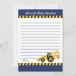 Bouwbulldozer Jongen Baby Shower Advieskaarten Advieskaart