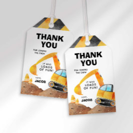 Bouwbulldozer Verjaardagsfeestje Favor Tag Cadeaulabel