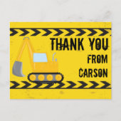 Bouwbvoertuig Jongens Verjaardag Kinderen Bedankt Briefkaart (Voorkant)