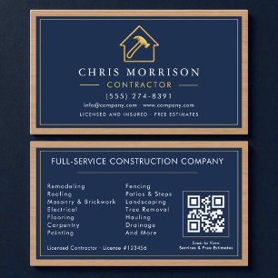 Bouwconstructie Gouden Metalen Hout QR Code Visitekaartje