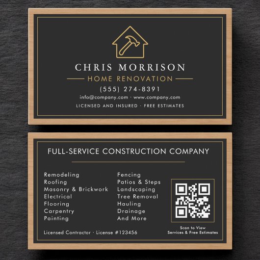 Bouwconstructie Home Renovatie Hout QR Code Visitekaartje