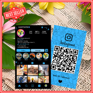Bouwconstructie Instagram Blauw QR Code Visitekaartje