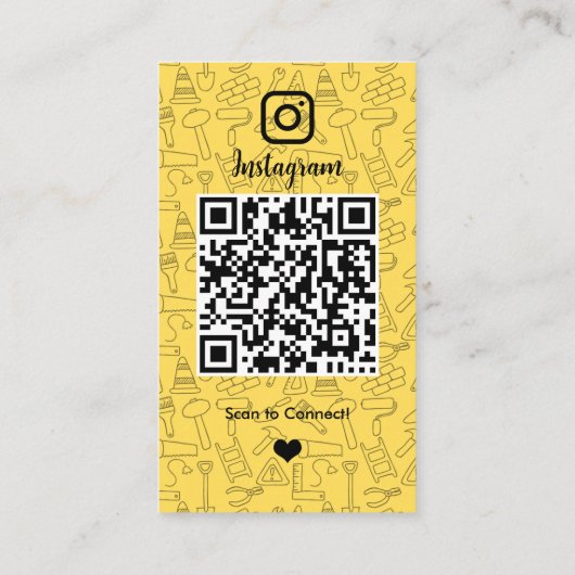 Bouwconstructie Instagram Geel | QR-code Visitekaartje (Achterkant)