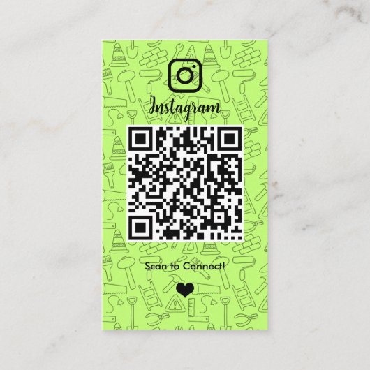 Bouwconstructie Instagram Lime Green QR Visitekaartje (Achterkant)
