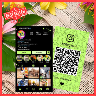 Bouwconstructie Instagram Limegroene QR Visitekaartje