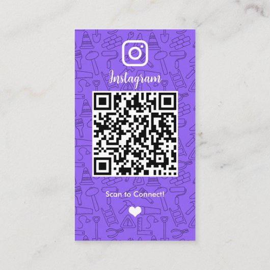 Bouwconstructie Instagram Paars | QR Code Visitekaartje (Achterkant)