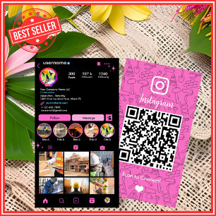 Bouwconstructie Instagram Roze QR Code Visitekaartje