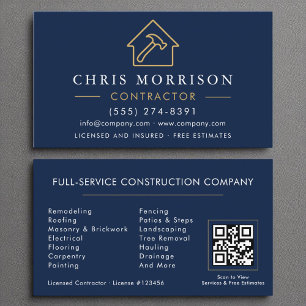 Bouwconstructie Marine Blauw Goud QR Code Visitekaartje