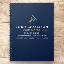 Bouwconstructie Marineblauw Goud Notitieboek