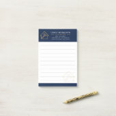 Bouwconstructie Navy Blauw Goud Post-it® Notes (Op bureau)