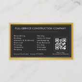 Bouwconstructie Zwart Goud Metaal QR-code Visitekaartje (Achterkant)