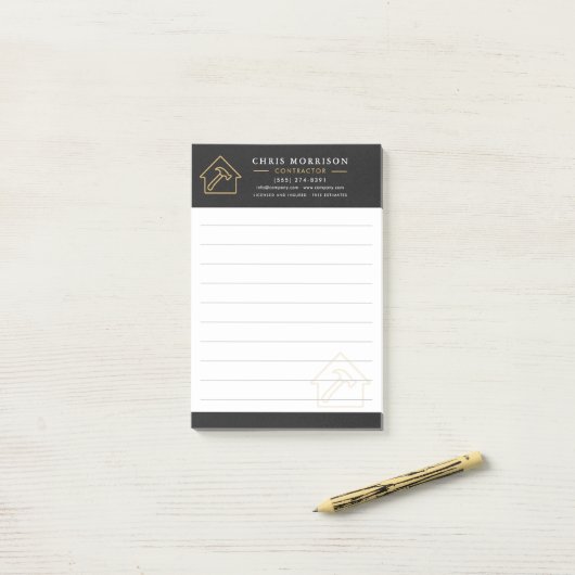 Bouwconstructie Zwart Goud Post-it® Notes (Op bureau)