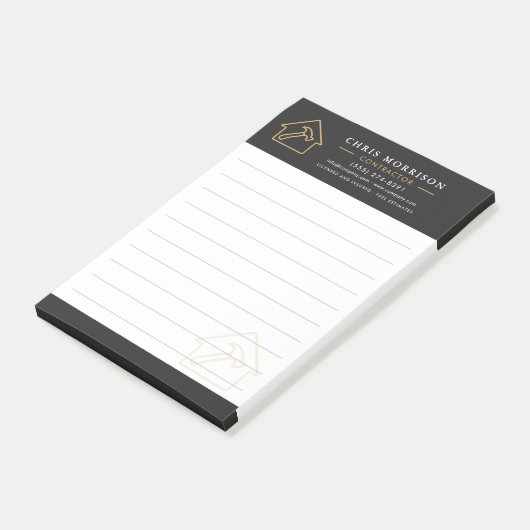 Bouwconstructie Zwart Goud Post-it® Notes (Schuin)
