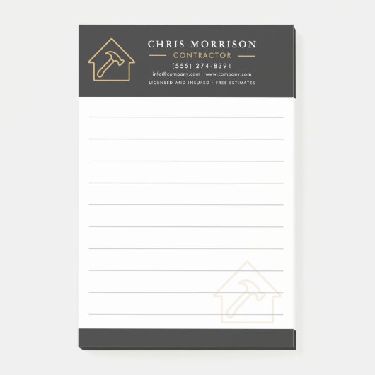 Bouwconstructie Zwart Goud Post-it® Notes (Voorkant)