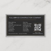 Bouwconstructie Zwarte Nep-Metaal QR-code Visitekaartje (Achterkant)
