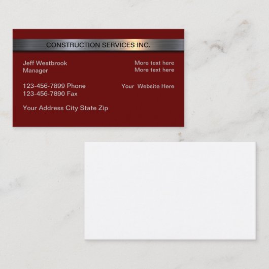 Bouwdiensten Metallic banner Modern Visitekaartje (Voorkant / Achterkant)