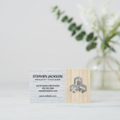 Bouwdiensten Witte bakstenen muur | Houten paneel Visitekaartje (Staand voorkant)