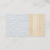 Bouwdiensten Witte bakstenen muur | Houten paneel Visitekaartje (Achterkant)