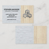 Bouwdiensten Witte bakstenen muur | Houten paneel Visitekaartje (Voorkant / Achterkant)