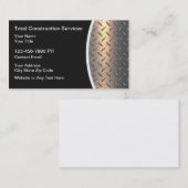 Bouwdiensten Zilveren Tone Achtergrond Visitekaartje (Voorkant / Achterkant)
