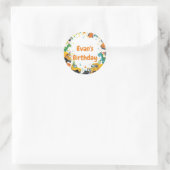 Bouwdinosaurus verjaardagsfeestje ronde sticker (Tas)