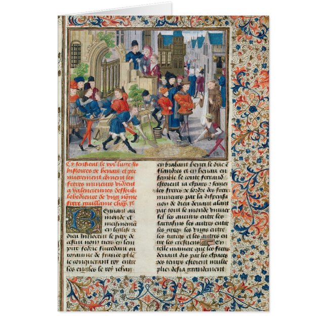 Bouwen aan de stichtingen van het klooster (Voorkant)