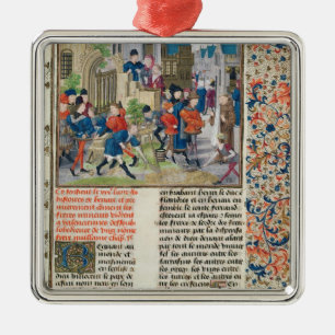 Bouwen aan de stichtingen van het klooster metalen ornament