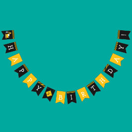 Bouwen Happy Birthday, graafmachine en jonge jonge Vlaggetjes