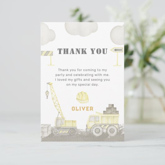 Bouwen Leuk Bouw Constructie Kinderen Jongen Verja Bedankkaart (Staand voorkant)