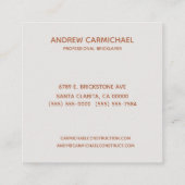 Bouwen van bricklayer vierkante visitekaartje (Achterkant)