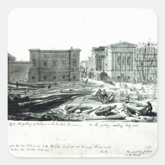Bouwen van de nieuwe galerij van het British Museu Vierkante Sticker (Voorkant)