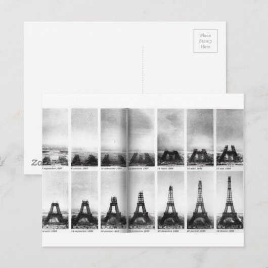 Bouwen van Eiffeltoren Briefkaart (Voorkant / Achterkant)