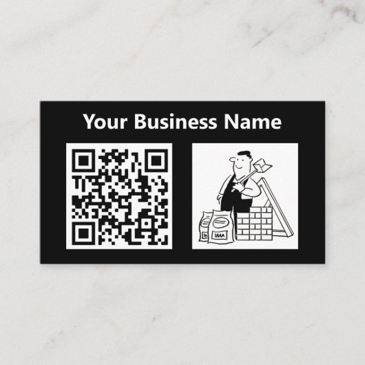 Bouwer Aannemer Illustratie & QR Code Visitekaartje (Voorkant)